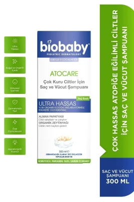Biobaby Atocare Çok Kuru Ciltler İçin Saç ve Vücut Şampuanı 300 ml - 1