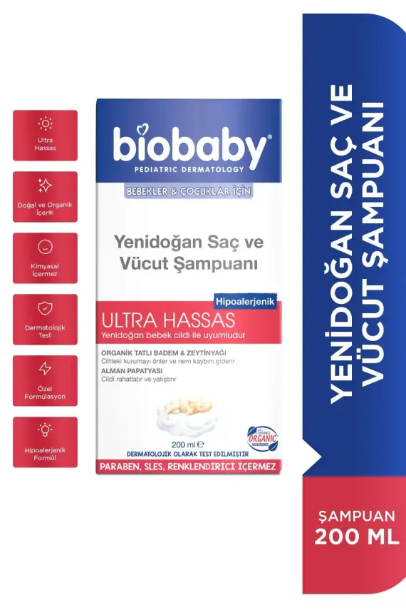 Biobaby Yenidoğan Saç Ve Vücut Şampuanı 200 ml - 1
