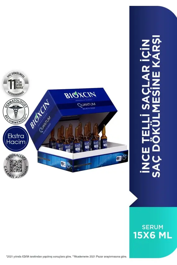 Bioxcin Quantum Ekstra Hacim & Bakım Serumu 15x6 ml - İnce Telli Dökülen Saçlar İçin - 1