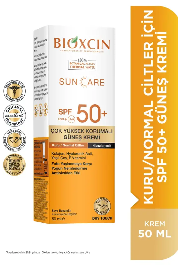 Bioxcin Sun Care Spf 50+ Yüksek Korumalı Güneş Kremi 50 ml - Kuru Ve Normal Ciltler - 1