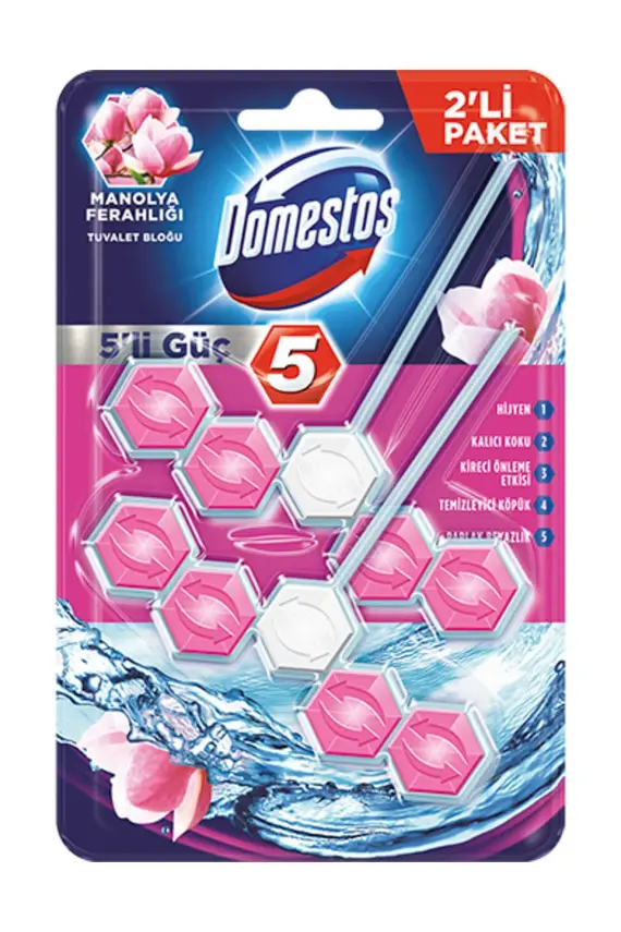Domestos 5'li Güç Manolya Ferahlığı WC Blok Duopack 2'li Paket - 1