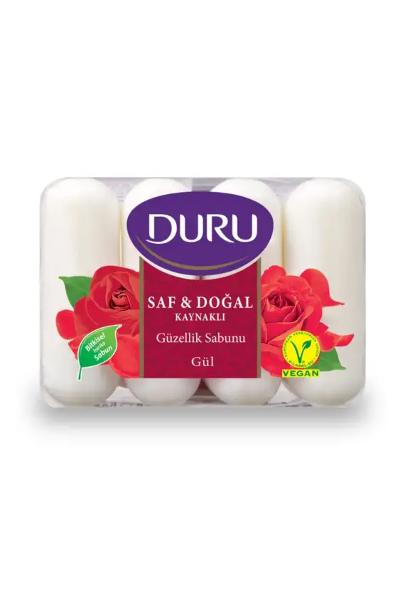 Duru Saf & Doğal Kaynaklı Gül Duş Sabunu 4 Adet - 1