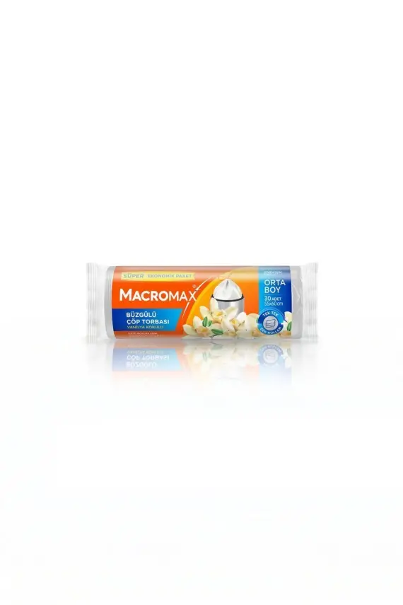 Macromax Büzgülü Vanilya Kokulu Orta Boy Çöp Torbası 10 Adet 55x60cm - 1