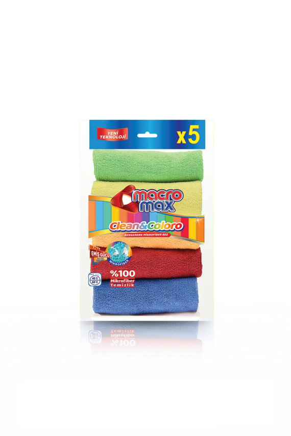Macromax Clean&Coloro Mikrofiber Rengarenk Temizlik Bezi 5'li - 1