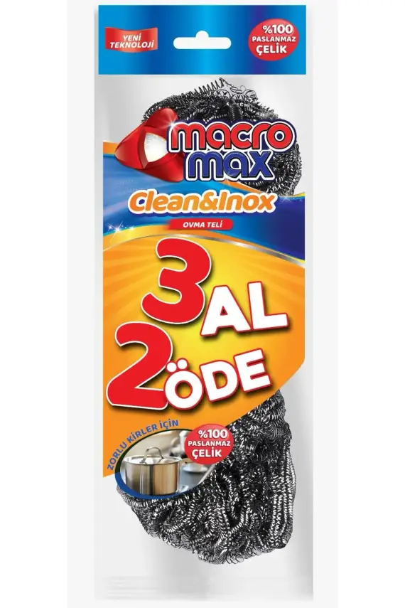 Macromax Clean&Inox 3'lü Ovma Teli Paslanmaz Çelik - 1