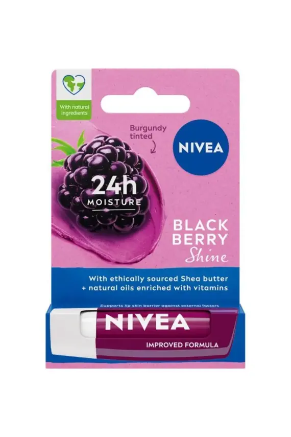 Nivea Böğürtlen Dudak Bakım Kremi - 24 Saat Nem, Doğal Yağlar ile Dudak Bakımı - 1