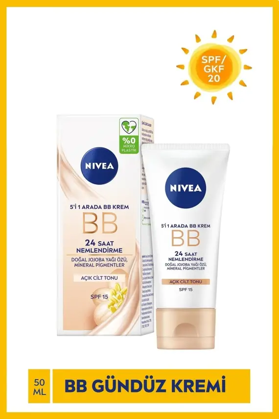Nivea Essentials BB Krem 24 Saat Nemlendirme + Işıltı Açık Ton Gündüz Yüz Bakım Kremi (50 ml) - 1