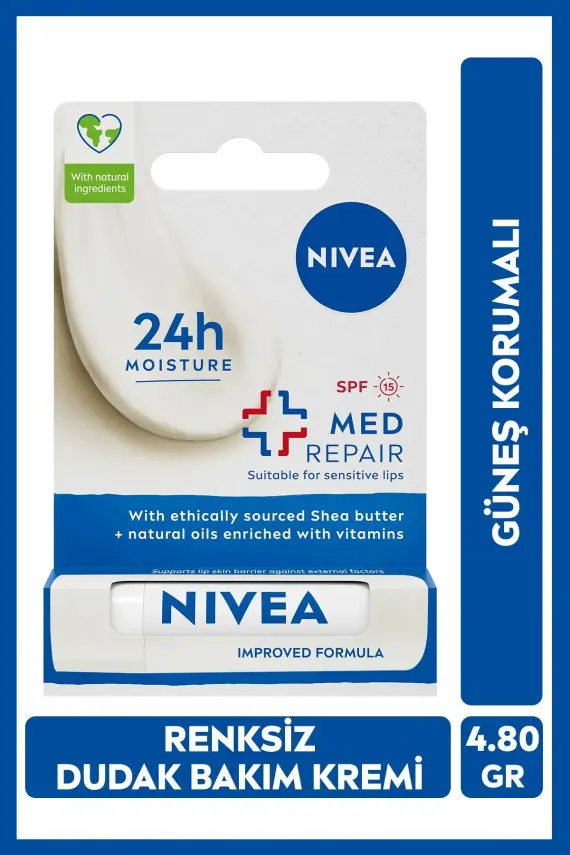Nivea Güneş Koruyucu Renksiz Dudak Bakım Kremi SPF 15+ - Yoğun Nemlendirici, Çatlamış Dudaklar - 1