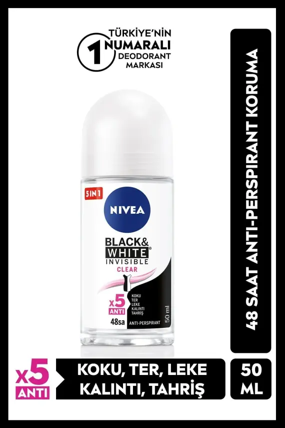 Nivea Kadın Black&White İnvisible Clear Roll-On Deodorant 50ml - 48 Saat Etkili - 1