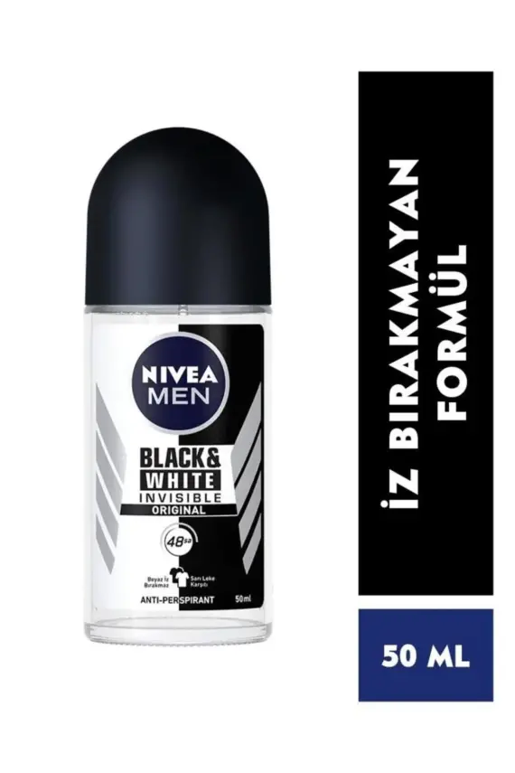 Nivea Men Erkek Roll On Deodorant Black&White Invisible Original 50ml - 48 Saat Anti-perspirant Koruma - 1