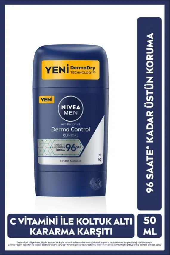 Nivea Men Erkek Stick Deodorant Derma Control Clinical (50 ml) - 96 Saat Üstün Koruma - 1
