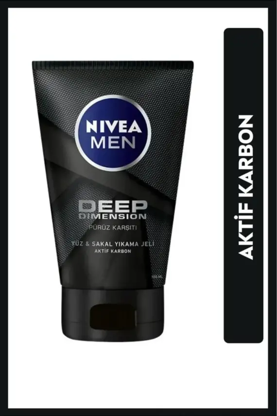 Nivea Men Erkek Yüz ve Sakal Temizleme Jeli Deep Dimension 100ml - Cilt Arındırıcı - 1