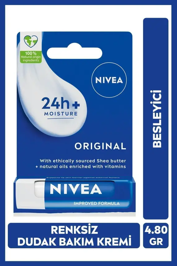 Nivea Original Care Renksiz Dudak Bakım Kremi - 24 Saat Nemlendirici - 1