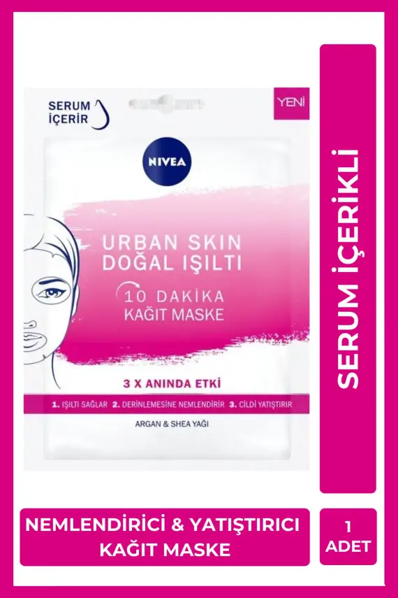 Nivea Urban Skin Doğal Işıltılı Nemlendirici Kağıt Maske - 1